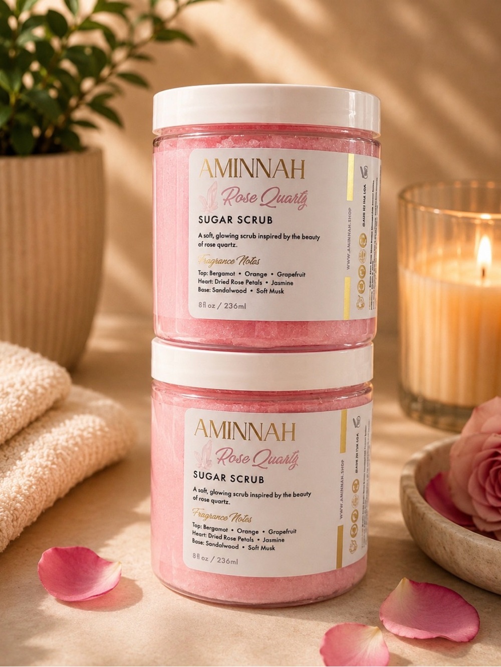 Aminnah (NWT) Rose Quartz Sugar Scrub - Set of 2